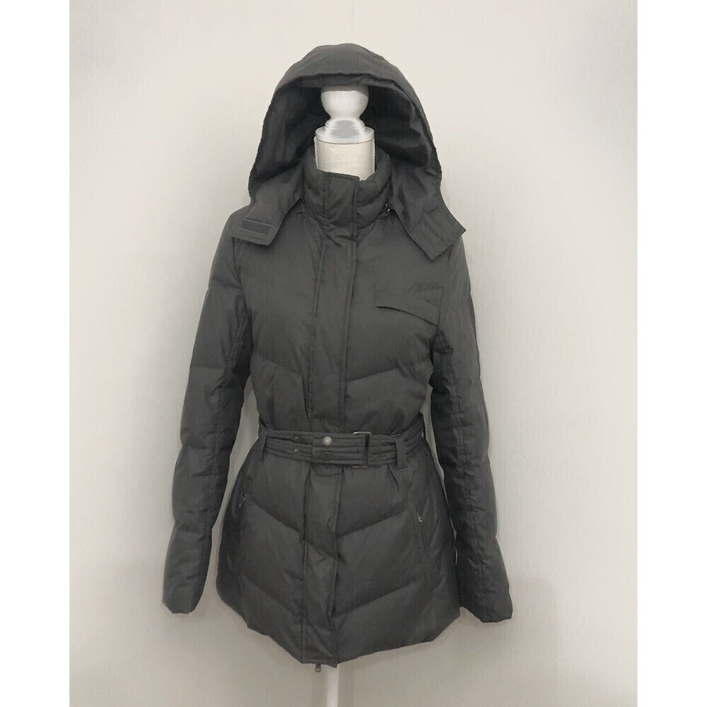 Ugg Lambskin 80/20 Duck Down Belted Hooded Mid Length Puffer Coat Woman Size M